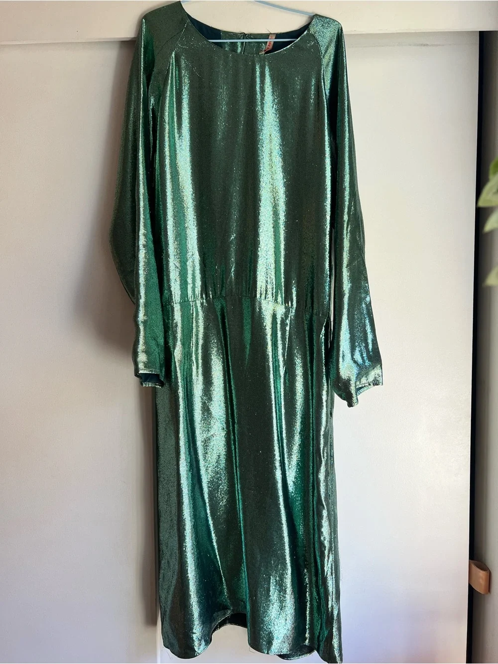 Metallic Green Long-Sleeve Midi Dress European brand - Picture 3 of 9